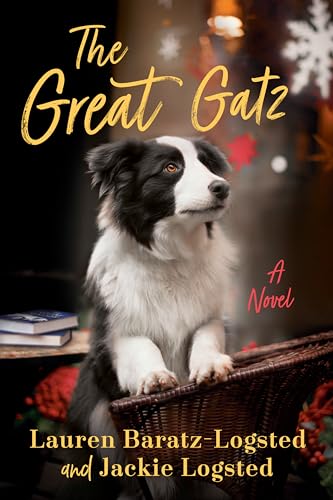 Book cover featuring a border collie looking up, with festive decorations.