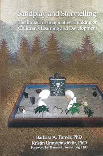 Book cover: "Sandplay and Storytelling" with a sand tray scene.