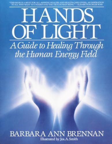 Book cover titled Hands of Light featuring glowing hands against a blue background.
