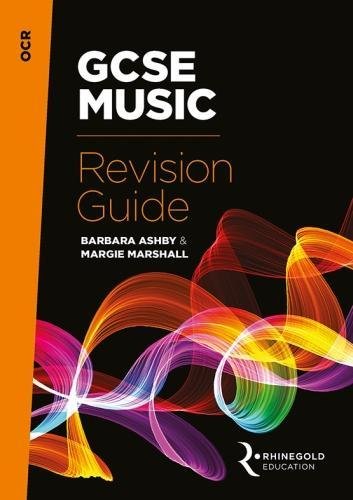 OCR GCSE Music Revision Guide book cover with colorful abstract swirls.