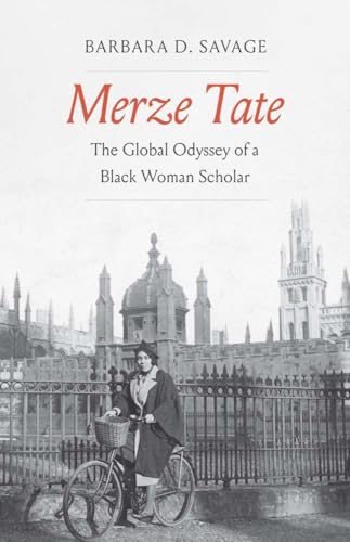 Book cover featuring a historic photo of Merze Tate with a bicycle.