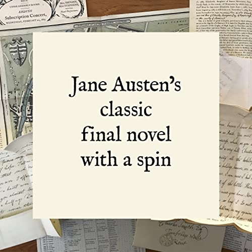 “Persuasion” novel cover with handwritten letters and vintage papers.
