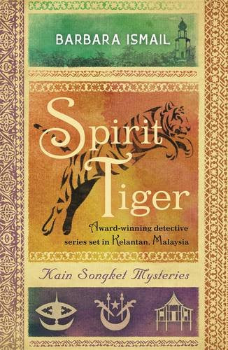 Book cover: “Spirit Tiger” with a tiger illustration and Malaysian motifs.