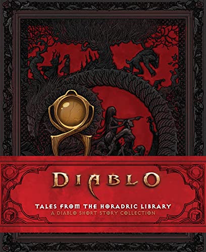 Book cover with ornate frame, demonic imagery, and “Diablo” title.