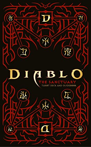 Black and red "Diablo: The Sanctuary Tarot Deck and Guidebook" cover.