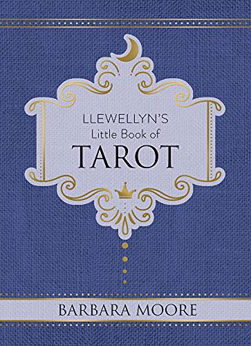Blue book cover with gold ornate frame and the title "Llewellyn's Little Book of Tarot".