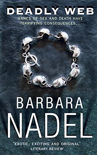 Book cover: “Deadly Web” with a silver skull bracelet on a dark background.