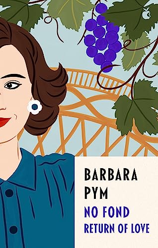 Illustrated book cover featuring a woman, grapevines, and text by Barbara Pym.