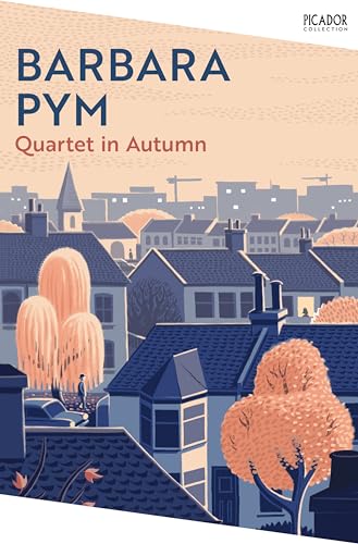 Book cover with illustrated rooftops and autumn trees in muted orange tones.