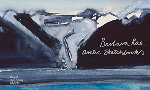Watercolor painting of icy mountains and sea, book cover titled “Arctic Sketchbooks”.