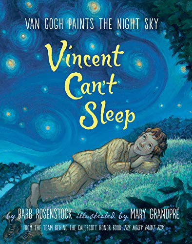 Book cover: boy looking at a swirling, starry night sky.