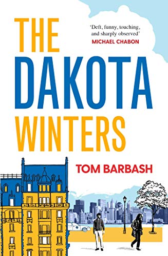 Book cover for “The Dakota Winters” with building illustration and people.