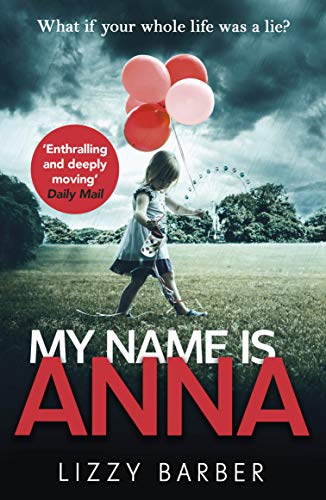Book cover: girl with red balloons in a field, stormy sky.