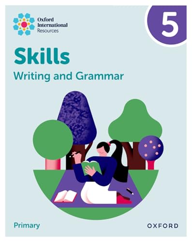 Book cover for Writing and Grammar Skills 5 featuringS featuring a person reading outdoors.