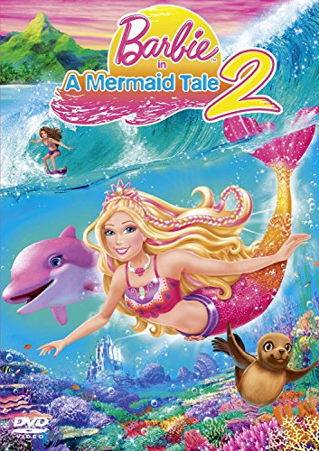 Barbie as a mermaid swimming underwater with a dolphin and a seal.