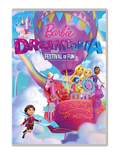 Barbie Dreamtopia Festival of Fun DVD cover with characters and a hot air balloon.