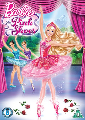 Barbie in "Pink Shoes" DVD cover featuring ballerinas in pink tutus.