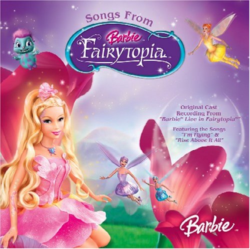 Barbie Fairytopia CD cover with fairies, flowers, and characters.