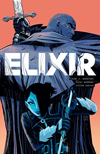 Comic book cover for "Elixir" featuring two figures and crossed swords.