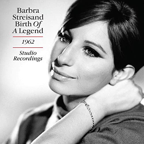 Black and white portrait of a young Barbra Streisand, album cover.