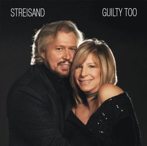 Barbra Streisand and Barry Gibb posing together against a black background on album cover.