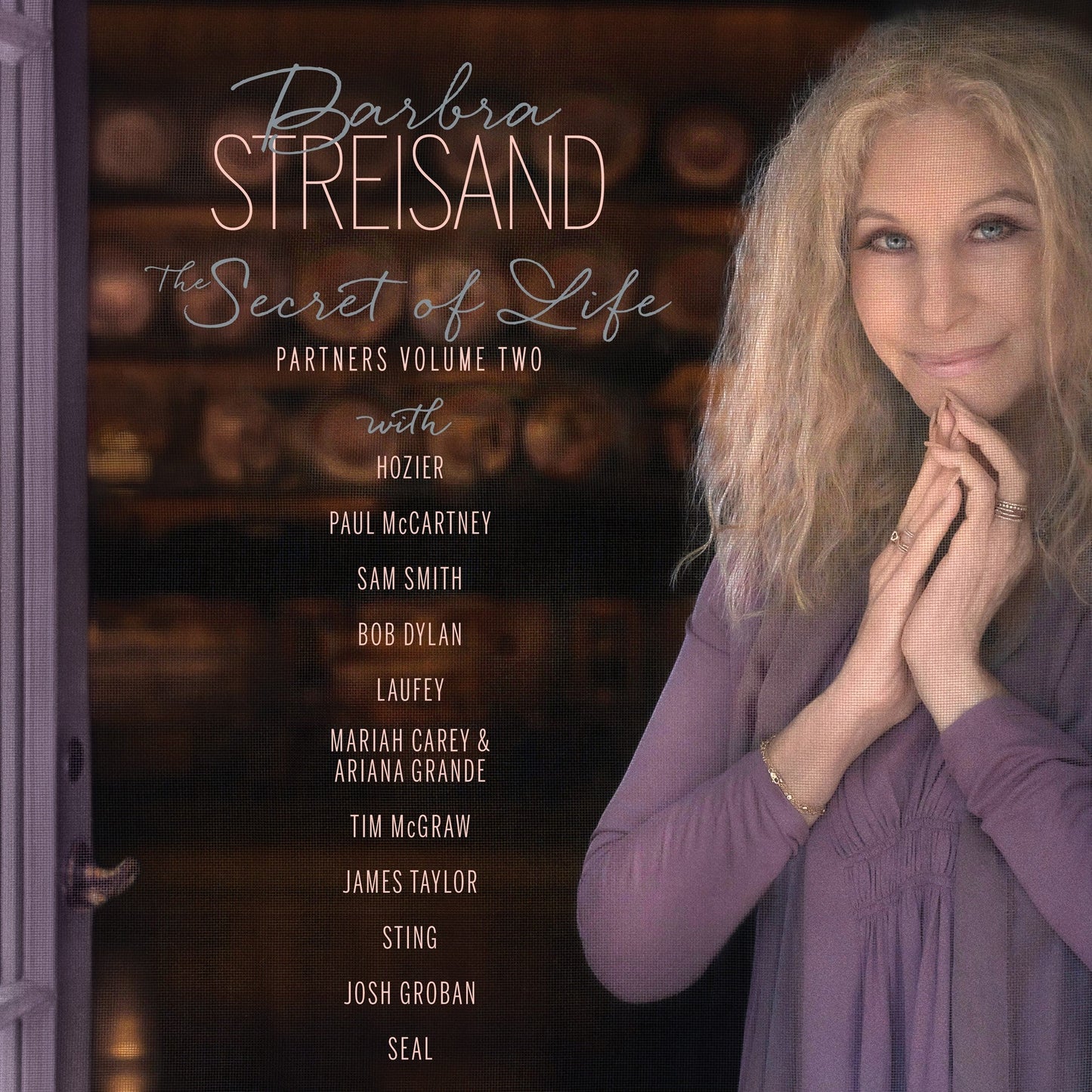 Album cover for Barbra Streisand’s “The Secret of Life: Partners, Vol 2” featuring her portrait.