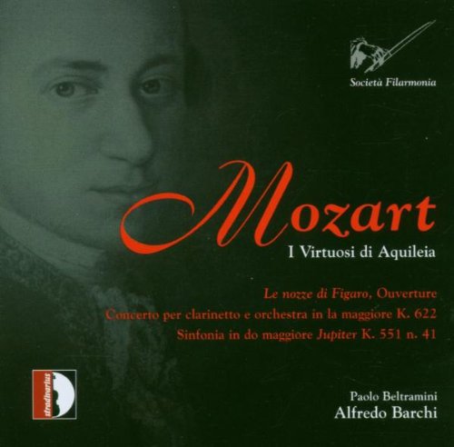 CD cover featuring a portrait of Mozart and red text details.
