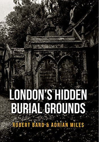 Black and white book cover showing weathered stone tombs in an overgrown cemetery.