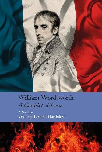 Book cover featuring a portrait of William Wordsworth with red and blue fabric.