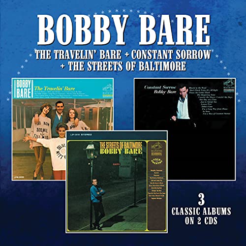CD cover featuring Bobby Bare with three album artworks on a blue background.