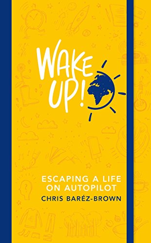 Yellow book cover with white text "Wake Up!" and a world illustration.