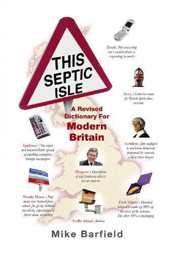 Book cover: "This Septic Isle" dictionary with a road sign and collage.