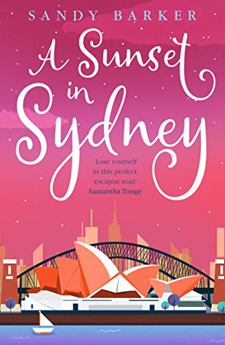 Book cover with illustrated Sydney Opera House and Harbour Bridge at sunset.