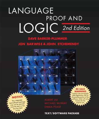 Book cover for Language, Proof, and Logic, Second Edition, featuring blue abstract grid art.