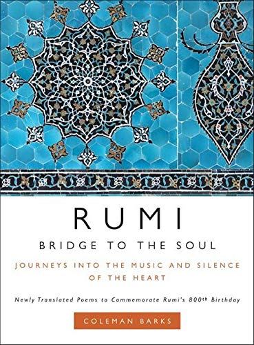 Book cover featuring ornate blue tilework and the name "Rumi" in large text.