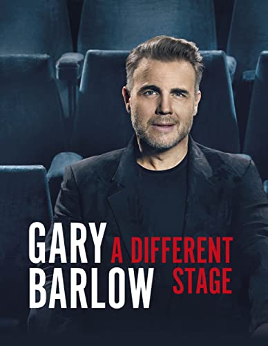 Gary Barlow portrait in a theatre, book cover “A Different Stage”.