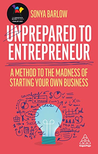 Book cover with red background,S featuring a lightbulb surrounded by business sketches.