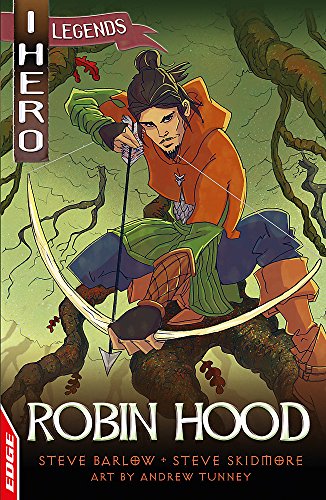 Robin Hood illustrated cover, aiming an arrow from a tree branch.