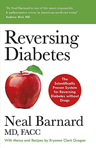 Book cover: "Reversing Diabetes" with an apple and red circle.