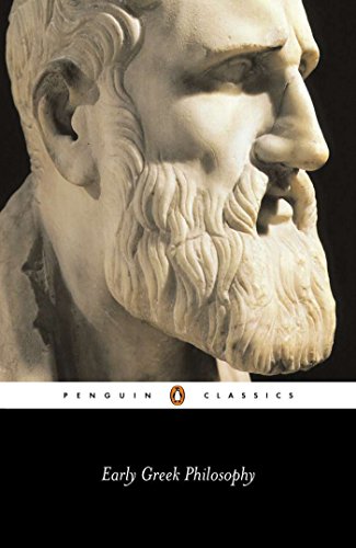 Book cover featuring a marble bust of a bearded man, “Early Greek Philosophy”.