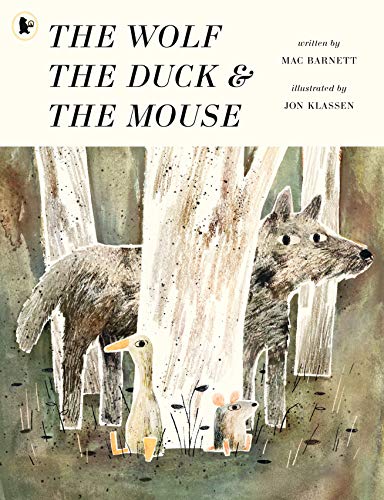 Book cover featuring a wolf, duck, and mouse in a forest setting.