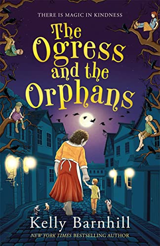 Book cover: an ogress with children in a moonlit town.
