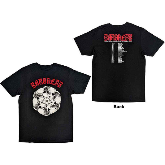 Black unisex t-shirt featuring a graphic design printed on the back.