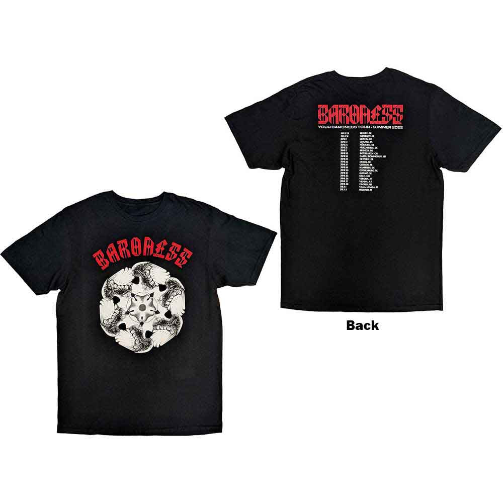 Black unisex t-shirt featuring a graphic design printed on the back.
