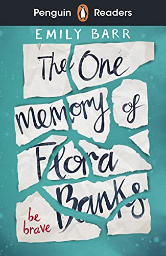 Book cover with torn paper pieces spelling “The One Memory of Flora Banks.”