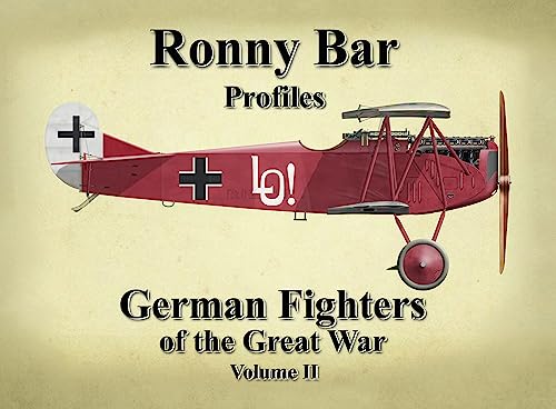 Red biplane with black cross insignia, book cover for German WWI fighters.