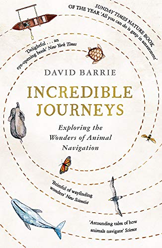 Book cover for Incredible Journeys by David Barrie featuring illustrations of migrating animals.