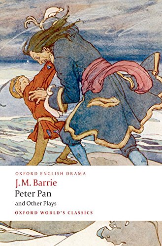 Book cover depicting Captain Hook holding Peter Pan, with text details.