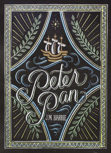 "Book cover of 'Peter Pan' by J.M. Barrie, featuring a ship on dark background."