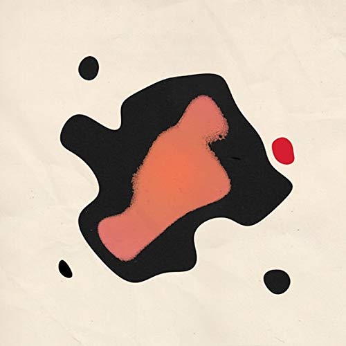 Abstract art with a coral shape inside a black blob on a cream background.